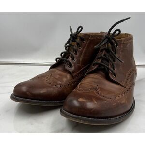 Franco Fortini Boots Mens Sz 13 Brown Leather Wingtip Brogue Lace Up Maverick